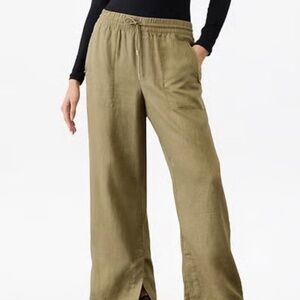 Retreat Linen High Rise Wide Leg Pant - Olive Branch